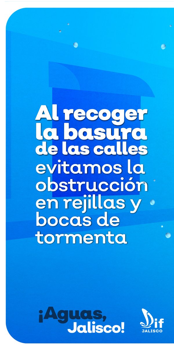 DIFJalisco's tweet photo. No tires basura en las calles porque aparte de la contaminación que generamos, también estamos propiciando la obstrucción de las bocas de tormenta, lo cual provoca inundaciones.
#AguasJalisco https://t.co/OlehXZXzHG