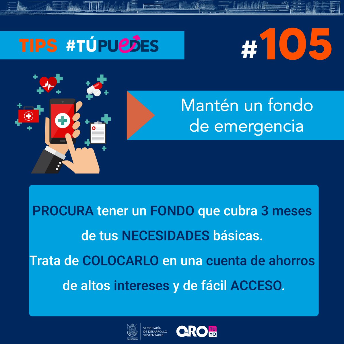fiproe's tweet photo. ¡Mantén un fondo de emergencia! 🩺 💰
#FIPROE te comparte el Tip 105 #TÚPUEDES; Trata de colocarlo en una cuenta de ahorros de altos intereses y fácil acceso.
¡Contáctanos y conoce nuestros créditos! 📍
@PanchDominguez @gobqro @mdelprete @jhasjr @SEDESUQro https://t.co/Y9AWrt3UNj