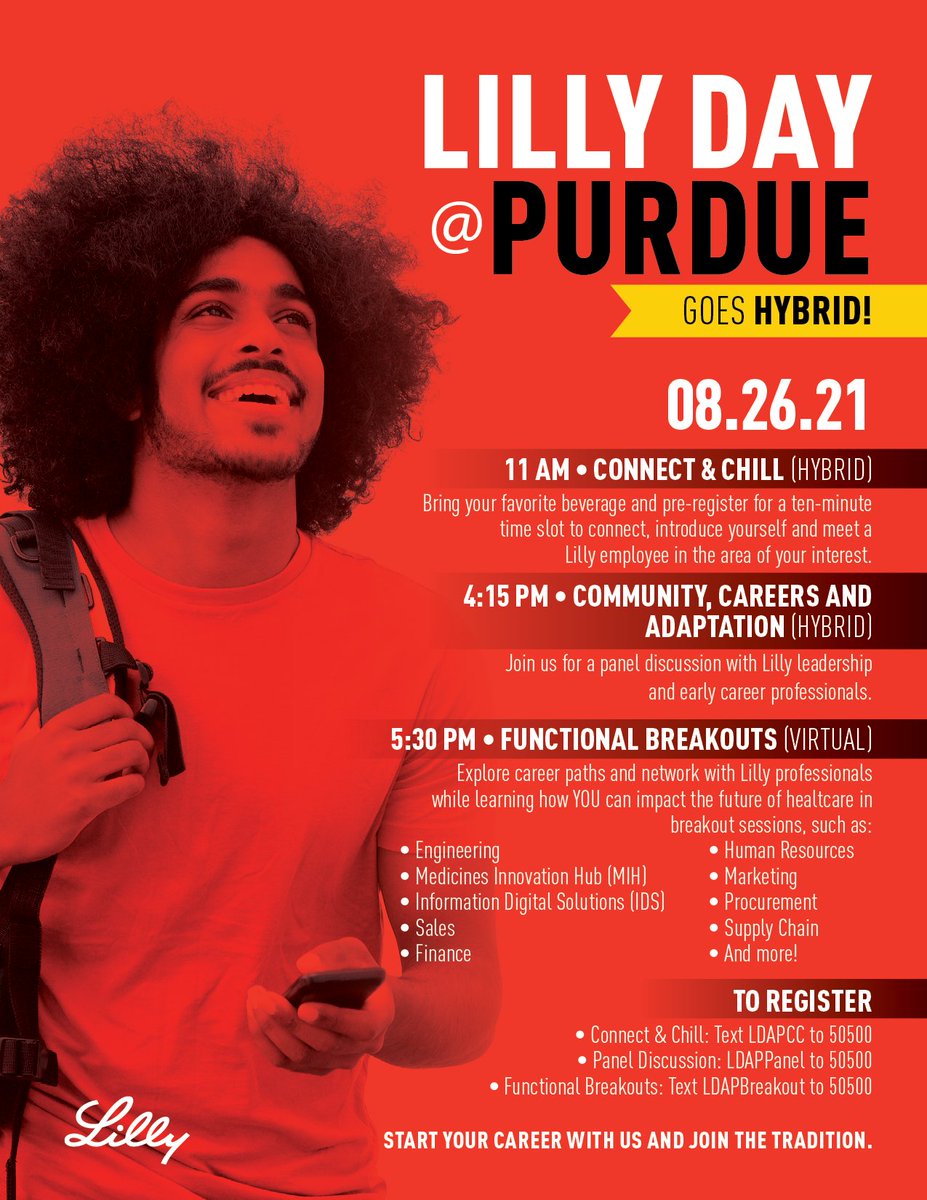 Join us tomorrow at the annual #LillyDayAtPurdue to learn where a career at Lilly could take you! #WeAreLilly