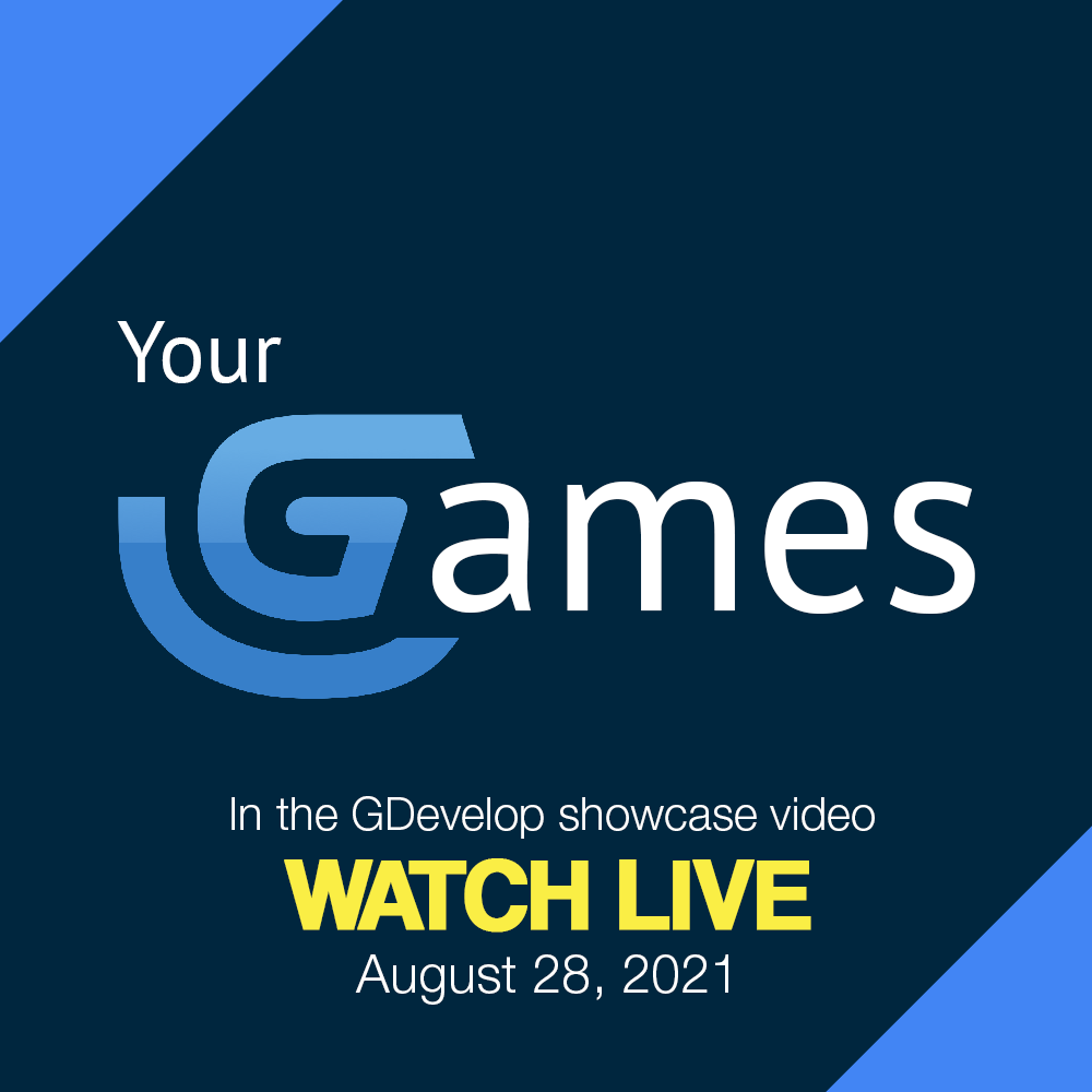 GDevelopApp's tweet photo. On August 28, be ready for the GDevelop games showcase: https://t.co/b9Yw46RPs4
#GDevelop #Games #Showcase #Trailer https://t.co/LFofZppWMF