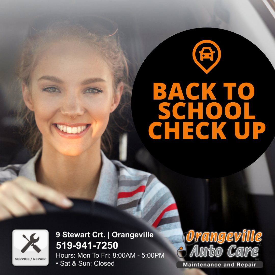 AutoOrangeville's tweet photo. Right now is the perfect time for students to have maintenance on their cars. Oil changes, tire rotations, and filter replacements should be routine and will help extend the life of the vehicle.

Schedule your #BackToSchool appointment today! 519-941-7250

#AutoRepair #AutoCare https://t.co/qKeicejfSi