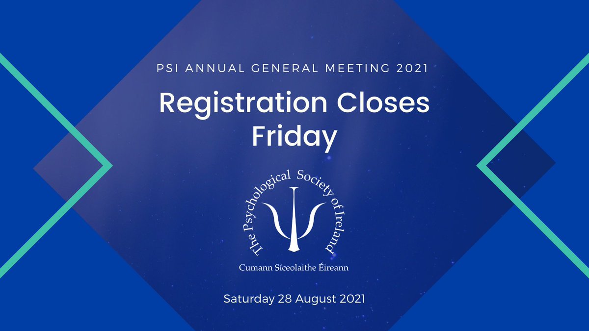 A reminder that registration for the PSI Annual General Meeting 2021 closes at 4pm on Friday 27 August. Please send any questions you would like raised at the AGM in advance to Divisions@psychologicalsociety.ie. Visit bit.ly/3B6020d for more info.
#MyPSI