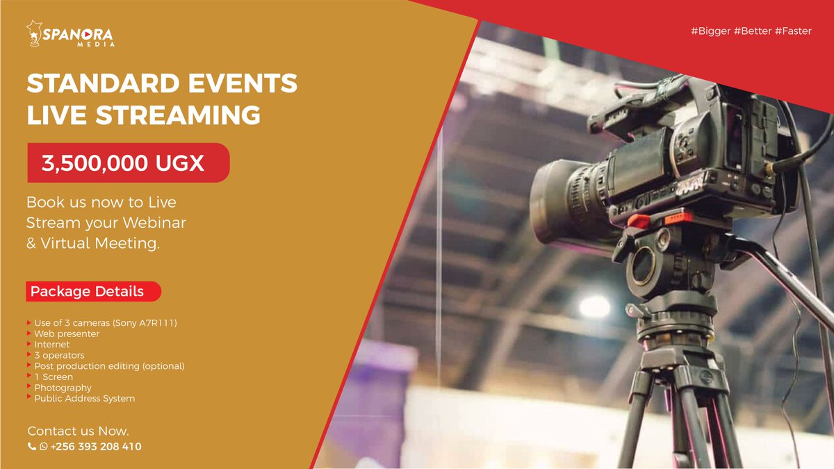 SpanoraMedia's tweet photo. Events Live Streaming? We've got you. Try our Live streaming services today for all your special events.

#Spanora #SpanoraMedia #EventsLiveStreaming #WeddingPhotography #WeddingVideography

#LiveStreaming #LiveStreamingEvents #LiveStreamingEventsUganda https://t.co/VTGbhTHhma