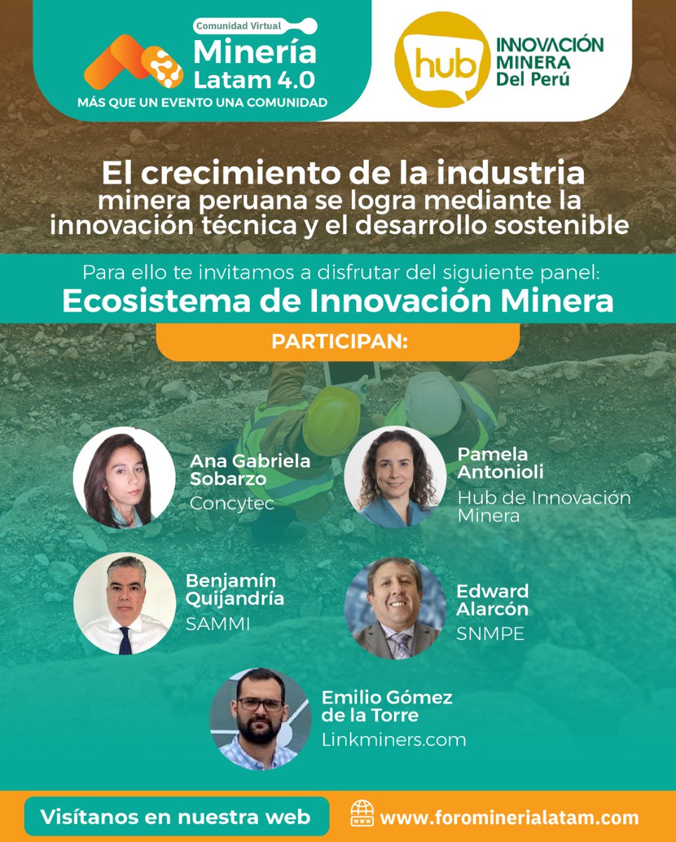 hubinnovacionpe's tweet image. 👨‍💼👩‍💼 Reflexionamos de la mano de #MineríaLatam40 y expertos sobre el crecimiento de la minería en el Perú y el surgimiento de un ecosistema de innovación 💡💪

👉 Mira el resumen en este enlace: hubs.la/H0VX9xs0

#foroslatam #minería #sectorminero #innovación