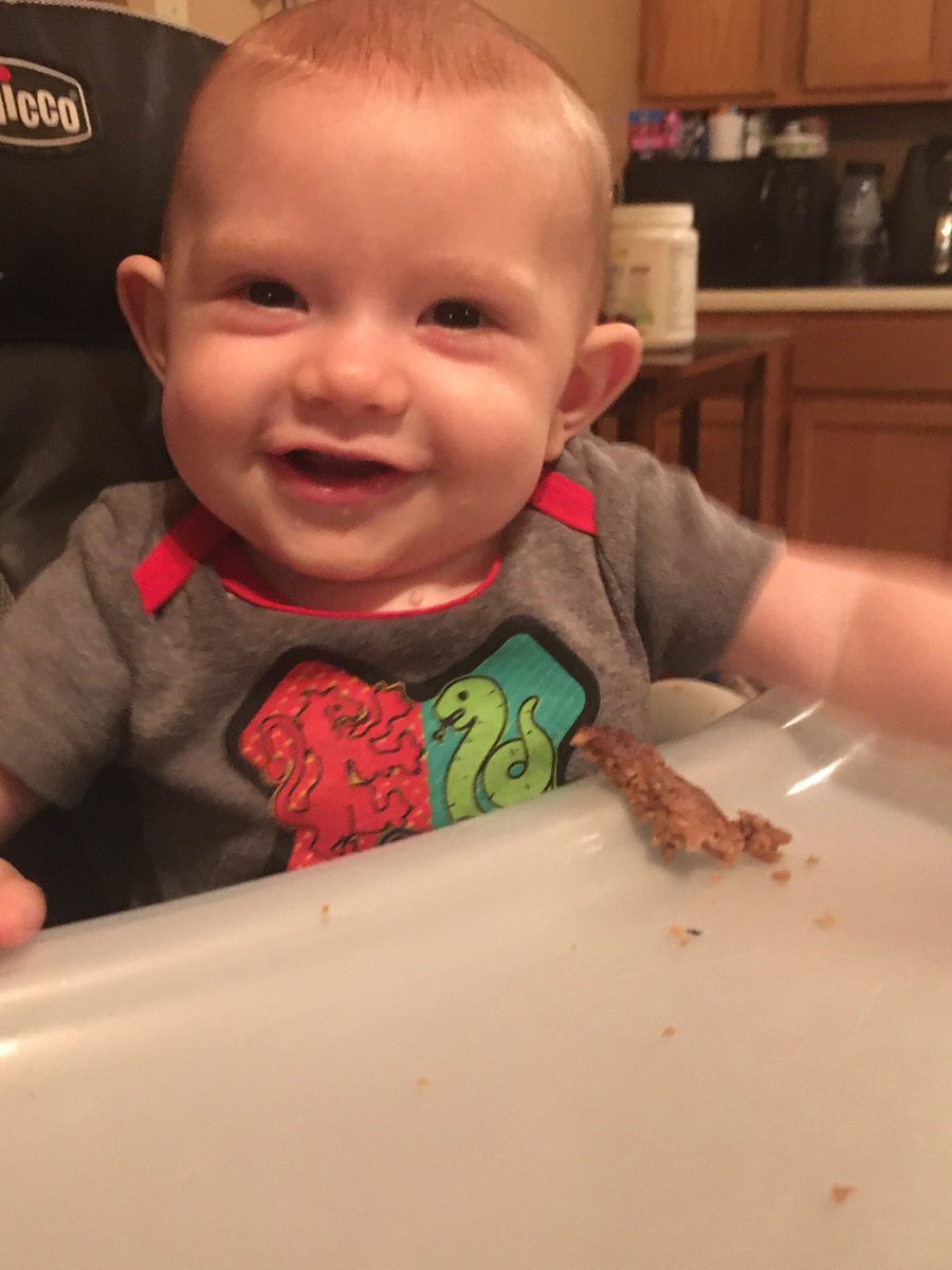 This big boy got to try his first veggie burger last night and needless to say, he loved it 😁😍 #veganbaby