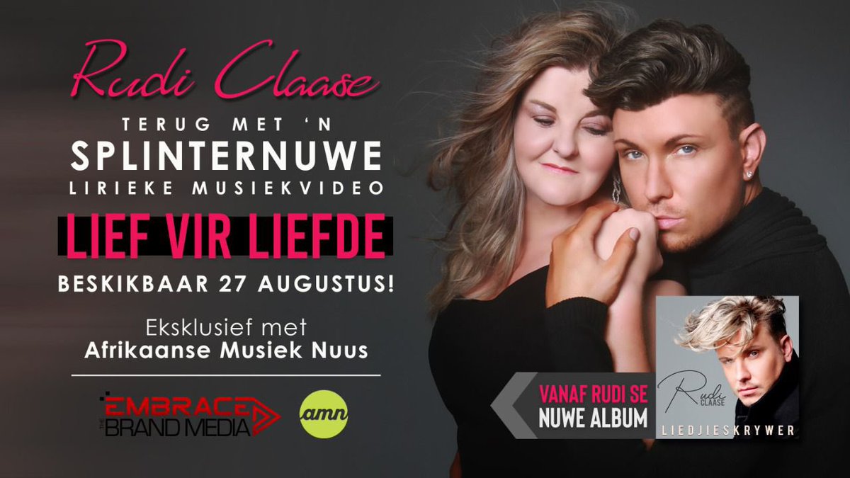 Rudi Claase (@rudiclaase) on Twitter photo Nuwe enkelsnit 27ste Augustus #Liefvirliefde #liedjieskrywer <a href="/AfrikaansM/">Afrikaanse Musieknuus</a> <a href="/Christien_DK/">Christien De Klerk Marketing</a> <a href="/BosveldStereo/">Bosveld Stereo 107.5</a> <a href="/100persentegAfr/">100% Afrikaans</a> <a href="/AfrikaansTop20/">AfrikaansTop20</a> <a href="/MusiekBoxTV/">MusiekBox</a> Nuwe enkelsnit 27ste Augustus #Liefvirliefde #liedjieskrywer <a href="/AfrikaansM/">Afrikaanse Musieknuus</a> <a href="/Christien_DK/">Christien De Klerk Marketing</a> <a href="/BosveldStereo/">Bosveld Stereo 107.5</a> <a href="/100persentegAfr/">100% Afrikaans</a> <a href="/AfrikaansTop20/">AfrikaansTop20</a> <a href="/MusiekBoxTV/">MusiekBox</a>