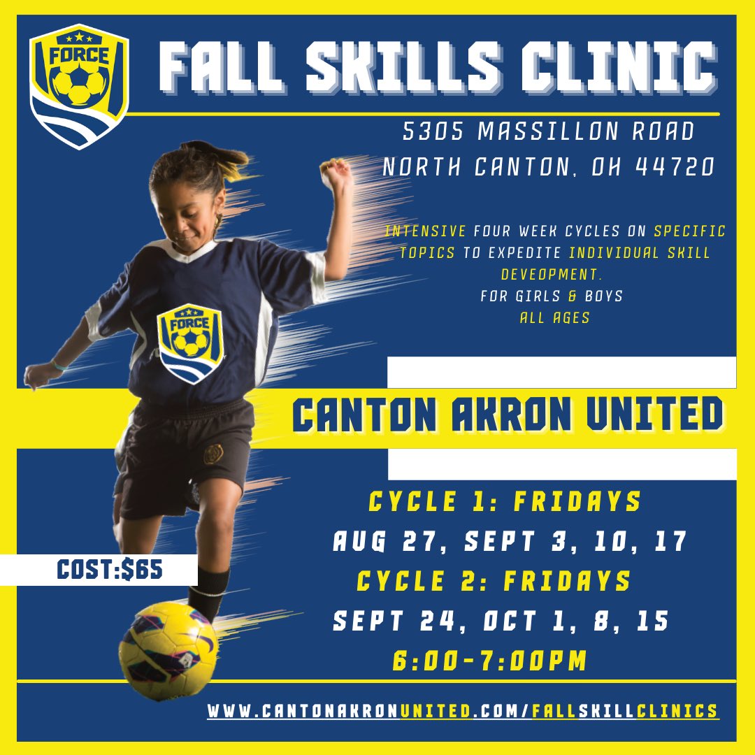 CantonForce's tweet photo. Don’t miss your chance to register for the Fall skills clinic! First cycle starts this Friday!! Visit https://t.co/rEzTYn4GSC to register today! https://t.co/m7tHzM6yUu