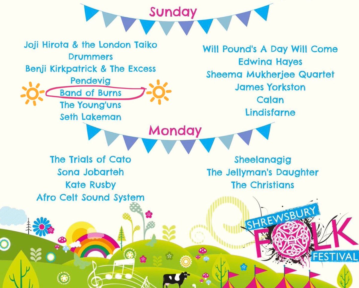 Band of Burns (@bandofburns) on Twitter photo Getting excited for this weekend…! It’s <a href="/shrewsburyfolk/">Shrewsbury Folk Festival</a> festival and we’re playing on the main stage at 7pm on Sunday, along with <a href="/theyoungunstrio/">The Young'uns</a> and <a href="/SethLakemanNews/">Seth Lakeman</a>
Look forward to seeing you there!
Tickets available here if you want to join us:
sff.gigantic.com/shrewsbury-fol… Getting excited for this weekend…! It’s <a href="/shrewsburyfolk/">Shrewsbury Folk Festival</a> festival and we’re playing on the main stage at 7pm on Sunday, along with <a href="/theyoungunstrio/">The Young'uns</a> and <a href="/SethLakemanNews/">Seth Lakeman</a>
Look forward to seeing you there!
Tickets available here if you want to join us:
sff.gigantic.com/shrewsbury-fol…
