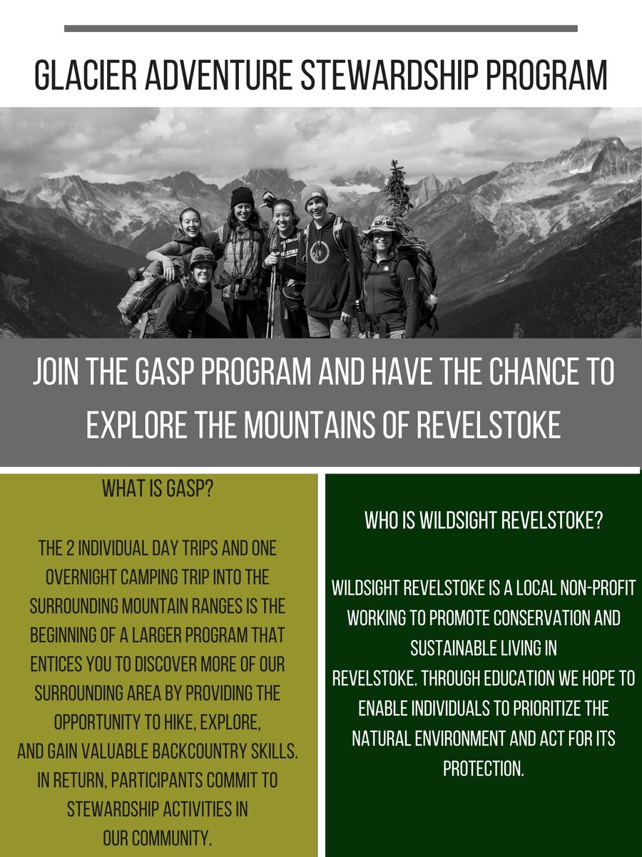 WildsightRevy's tweet image. It's not too late to join! 

You volunteer work can be completed before or after the trip - don't miss out on this chance to explore and learn in the mountains. 

For more info reach out to coordinator Kelsey ✉️gasp@northcolumbia.org