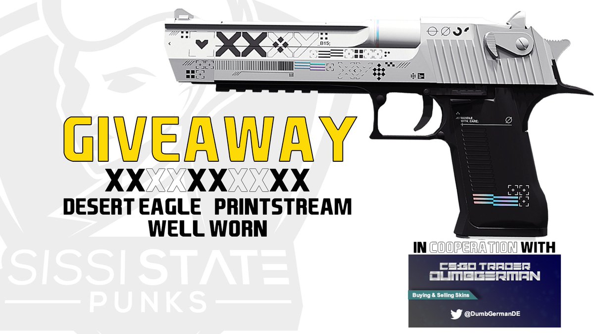 🏴‍☠️WINNING WITH THE PUNKS🏴‍☠️

Together with @DumbGermanDE we are giving away a Deagle Printstream #CSGOskin (~70$)! 🔥

To enter:

✅ Follow @sissistatepunks &amp; @DumbGermanDE
🔁 Retweet
🚻 Tag 2 friends

The giveaway ends on 31.8.2021.

#CSGOGiveaway #Giveaway #CSGOskins #csgo