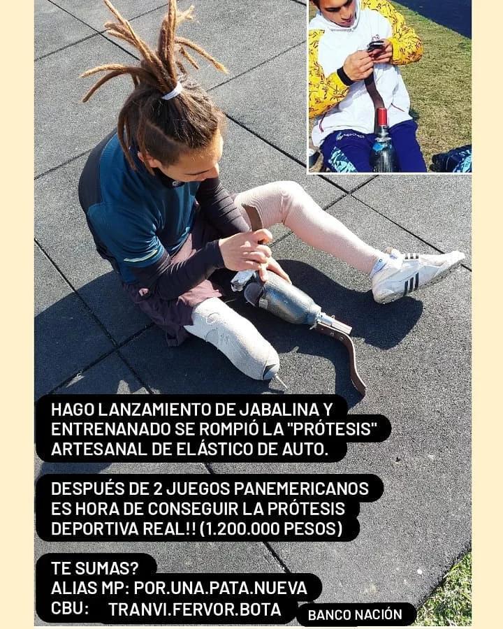feli_ski's tweet photo. GENTE!!! PODRÍAN AYUDAR A NAHUEL??
Nahuel es de Merlo BsAs tiene 26 años y practica lanzamiento de jabalina! Pertenece a la selección de atletismo adaptado
Nahuel contaba con una prótesis para atlétismo hecha artesanal con un elastico de auto la cual se rompió hace unos días https://t.co/jqFrfI5VSB