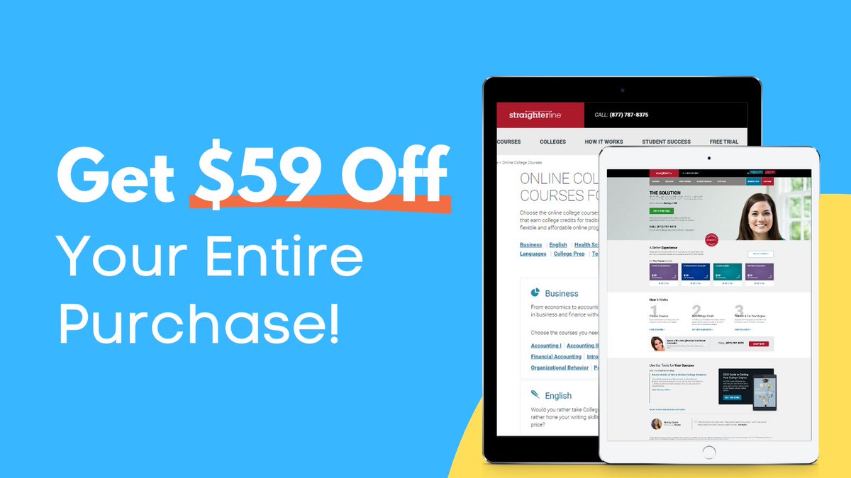 StraighterLine's tweet image. Get ready for a new semester with $59 off your entire purchase. 📚 💻 🎓 Hurry, this deal ends TONIGHT!  Use promo code AGFREES21 at checkout:  ⏩  bit.ly/3CXupqk *Ends 8/25 #highered #affordableclasses #alternativecredits