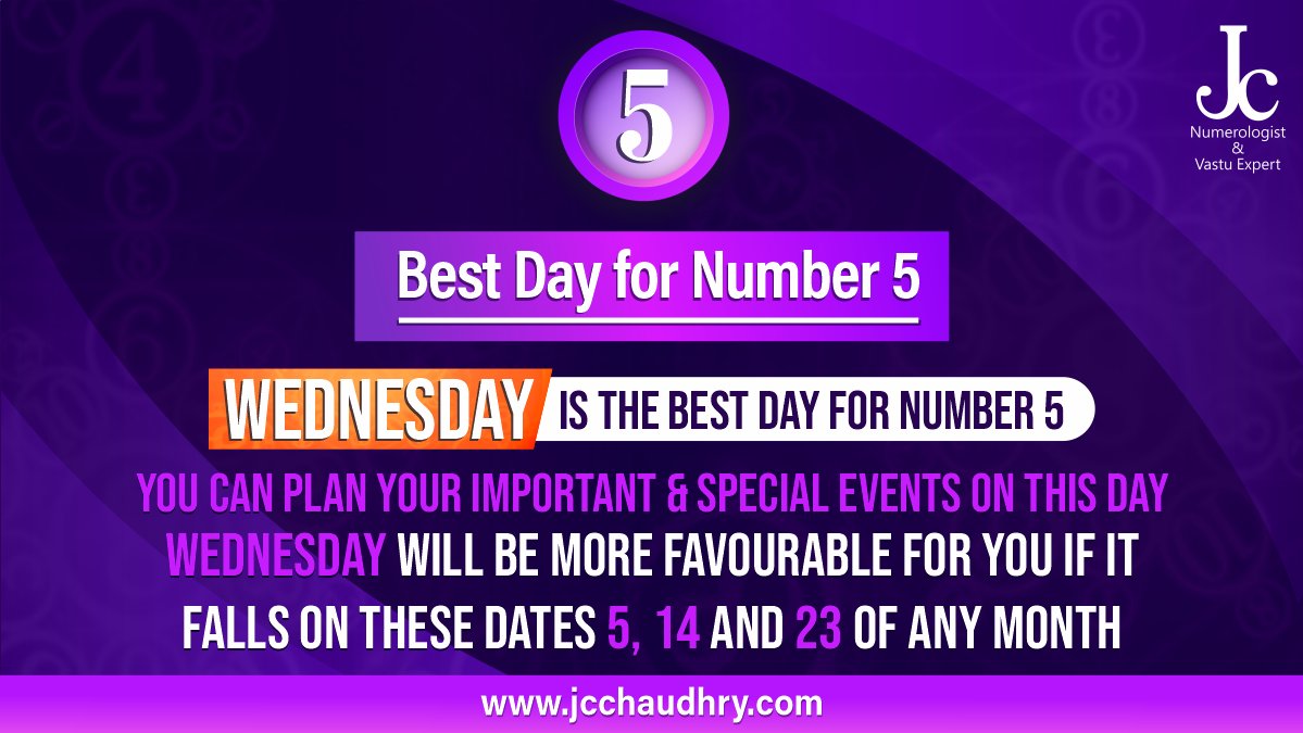 jc_chaudhry's tweet photo. People born on the 5th, 14th and 23rd of any month are represented with Number 5

#predictions #prediction #aboutYOU #Luckytime #LuckyDays #JCChaudhry #speaktoyoursoul #August #bestdays #NUMBER5 #Psychicnumbers #Numberfive #numbersdontlie #exploremore #life #bhfyp #explorepage https://t.co/8zQ5e1lVuk