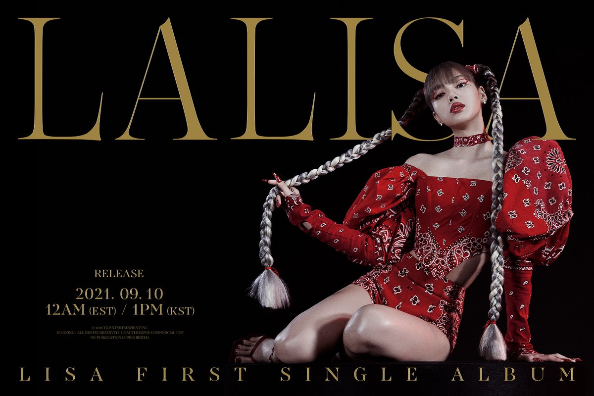 #LISA FIRST SINGLE ALBUM LALISA TEASER POSTER

FIRST SINGLE ALBUM LALISA
✅2021.09.10 12AM (EST) / 1PM (KST)

#리사 #BLACKPINK #블랙핑크 #FIRSTSINGLEALBUM #LALISA #20210910_12amEST #20210910_1pmKST #RELEASE #YG