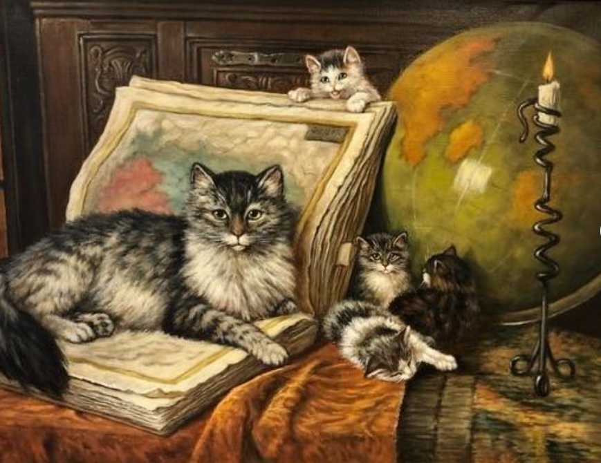 Reindst's tweet photo. Irresistable #painting for sale ... Is this what is meant by #catlas ...? To be auctioned in less then 5 hours #atlas #maps #cats @mappery @MapPornTweet @Catawiki
https://t.co/lZUR2wA1Tt https://t.co/qPWsdyX88P