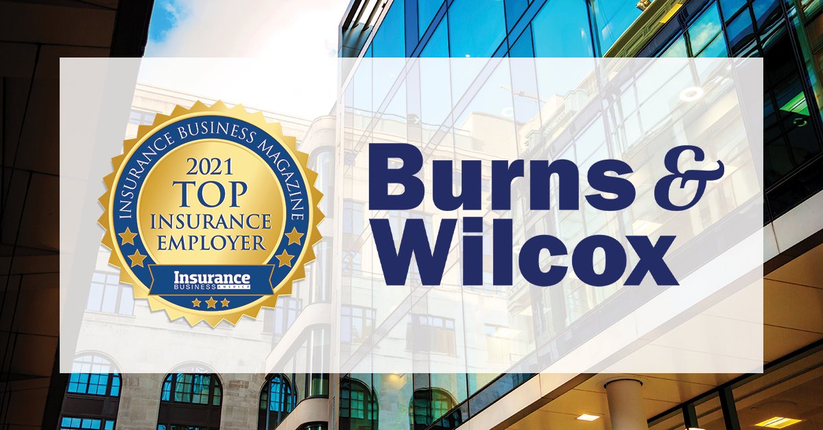 Burns & Wilcox (@burnswilcox) on Twitter photo Burns & Wilcox was recently named a Top Insurance Employer by <a href="/InsuranceBizUS/">Insurance Business America</a>. To be considered for this honor, organizations achieved an 80% or greater satisfaction rating from employees. Thank you #TeamBurnsandWilcox! Burns & Wilcox was recently named a Top Insurance Employer by <a href="/InsuranceBizUS/">Insurance Business America</a>. To be considered for this honor, organizations achieved an 80% or greater satisfaction rating from employees. Thank you #TeamBurnsandWilcox!