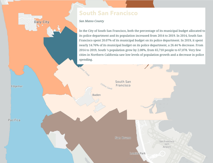 mappingblackca's tweet photo. https://t.co/FeK9y4B6fx
South San Francisco 
San Mateo County

In the City of South San Francisco, both the percentage of its municipal budget allocated to its police department and its population increased from 2014 to 2019. https://t.co/YxZQaMLWCi