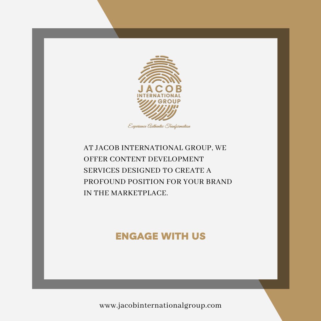 jacobintlgroup's tweet image. At Jacob International Group, we offer content development services designed to create a profound position for your brand in the marketplace. 

#business #jacobintlgroup #content #contentdevelopment #marketing