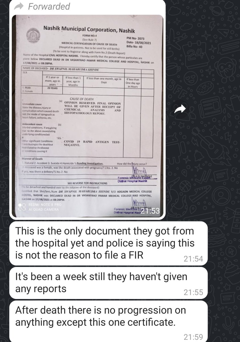 DrDatta_AIIMS's tweet photo. Please help me bring to the notice of @CMOMaharashtra the ordeals of the family of deceased young doctor who are being denied justice! 🙏🏽 I have attached the suicide note and the communication wherein they are complaining that police are not filing an FIR! This is unacceptable!!! https://t.co/UEj3WpgBhW