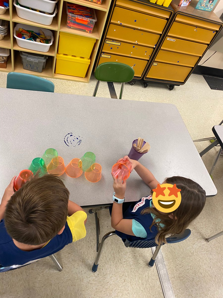 megan__burnette's tweet image. Second graders at @FarrPrim are working on their collaboration skills to build a tower out of cups. #KCSSTEM
