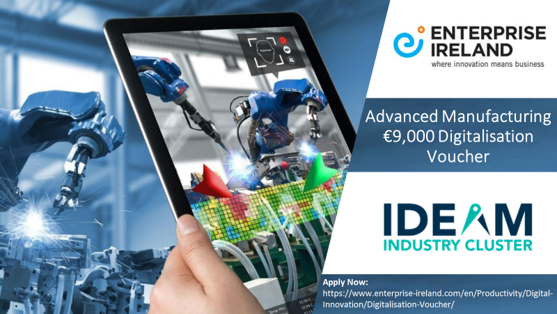 IDEAMCluster's tweet image. ------&amp;gt; 💶Funding Opportunity: @Entirl €9,000 Digitalisation voucher!

➡️Happy to support manufacturing SMEs w/ this process

Digital Projects: 
&amp;gt;Internal Process Optimisation 
&amp;gt;Customer Digital Experience 
&amp;gt;Data-Driven Business
 
🗓️: end of 2021
 
Apply: lnkd.in/e5eYDAtD