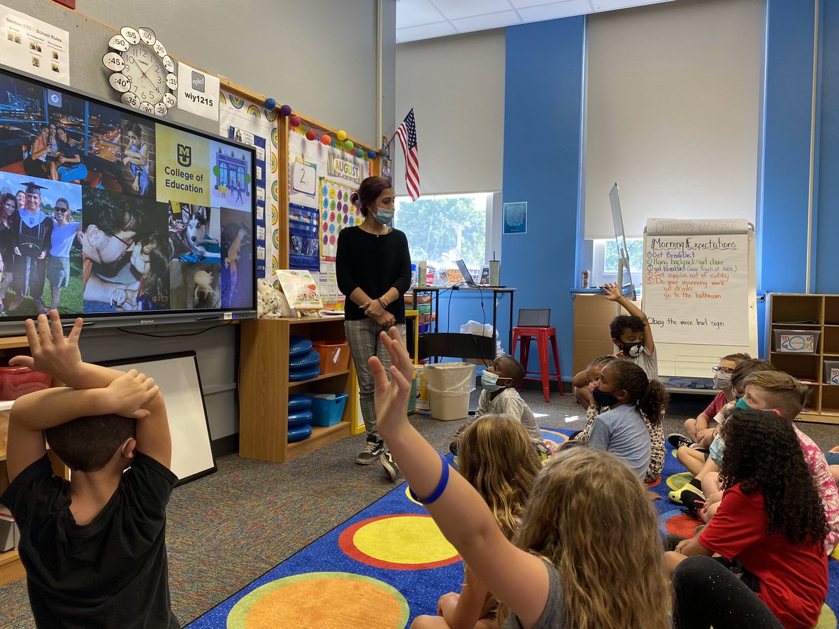Learning a little bit about our student teacher <a href="/lily_resnik/">Lily Resnik</a> today! She’s a wonderful addition to our room! #BentonBold