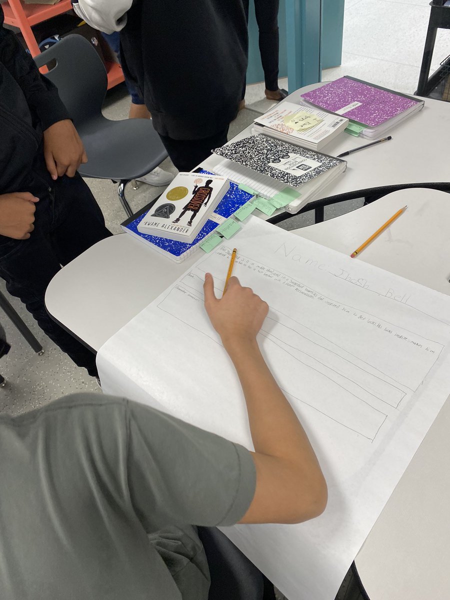 Turner_of_Pages's tweet photo. Choosing a player on Team Bell to make a basketball card for them…adding quotes, biographies, and connections to other characters! #WitandWisdom #TheCrossover #KwameAlexander #8thgrade #TeamDoTooMuch #JonesMS #Toros #YouKnow https://t.co/s6hZFr2rmY