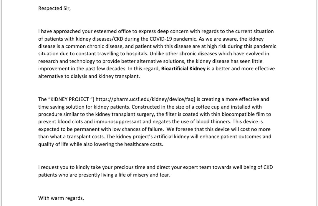 Ashwani70818211's tweet photo. Requesting you to please review this new technology which is emerging as a lifeline for Kidney Patients who are slowly losing hope during this pandemic @PMOIndia @mansukhmandviya @MoHFW_INDIA @moayush @Kidney_X @KidneyProject @shuvoroy @medanta https://t.co/SbBNtN2DX9