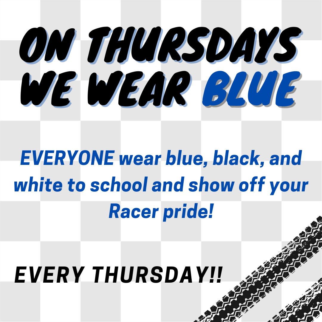 We are starting up new things at NHS

Every Thursday, WEAR YOUR RACER GEAR!! #showupandshowout
