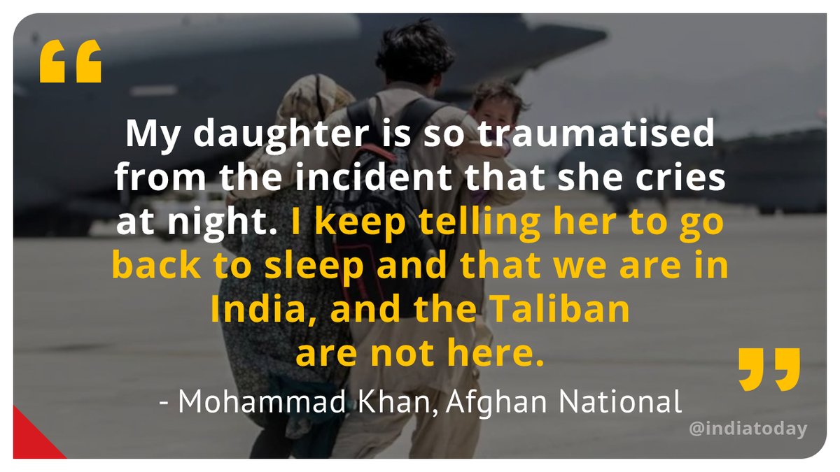 IndiaToday's tweet photo. My daughter saw Taliban kill four people. She is traumatised, Afghan national talks about his escape to India.

Read more: https://t.co/OG60FhrE1Y
(Story by: @prema_rajaram)
#Taliban #Afghanistan #India https://t.co/cPZYmwS2O2