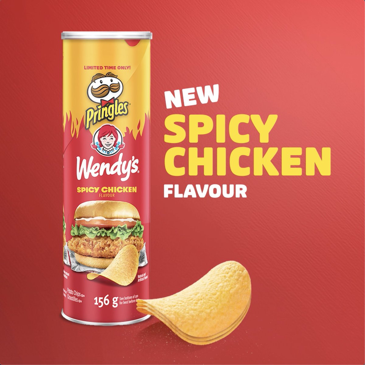 We’ve sandwiched all that <a href="/WendysCanada/">Wendy's 🇨🇦</a> Spicy Chicken flavour onto every Pringles® chip. Ready to have your buns blown off?