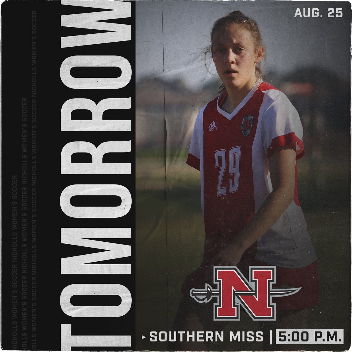 Nicholls_SOC's tweet photo. The Red &amp; Gray wrap up their season-opening three-match roadtrip Thursday afternoon at Southern Miss, kickoff against the Golden Eagles slated for 5 pm!

#GeauxColonels #NThisTogether https://t.co/aF0cCHYPei