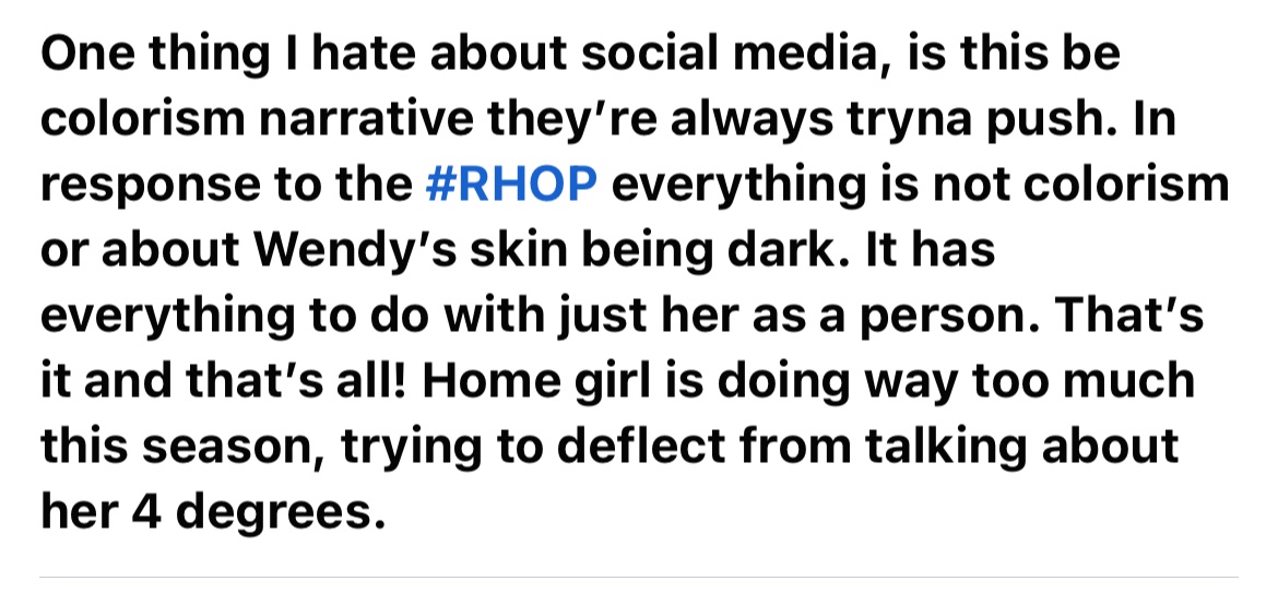 KBerryLuv's tweet photo. Y’all really need to stop with this bullshit ass colorism narrative cause it’s annoying now. That’s y’all favorite go to! #RHOP https://t.co/m1BKpiYY01