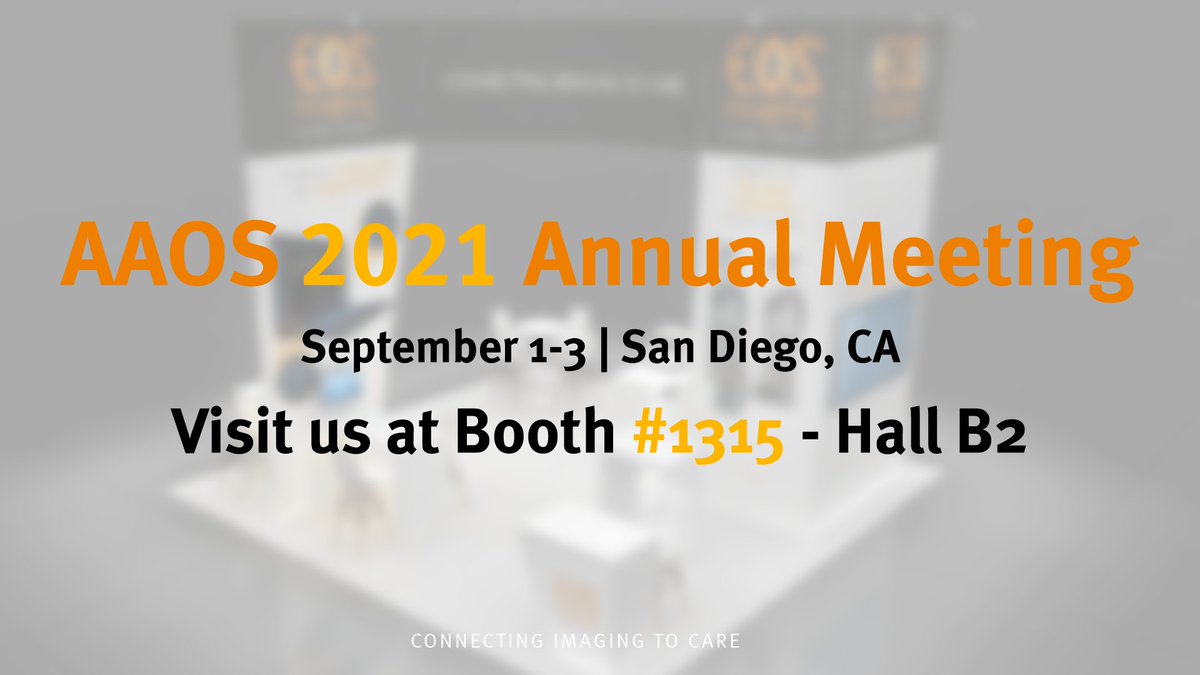 The 2021 American Academy of Orthopedic Surgeons Annual Meeting starts next week! Stop by Booth 1315 to discuss how EOS Solutions add value along the orthopedic journey.
We are looking forward to seeing you at #AAOS2021 in San Diego!

#orthopaedics #AAOS