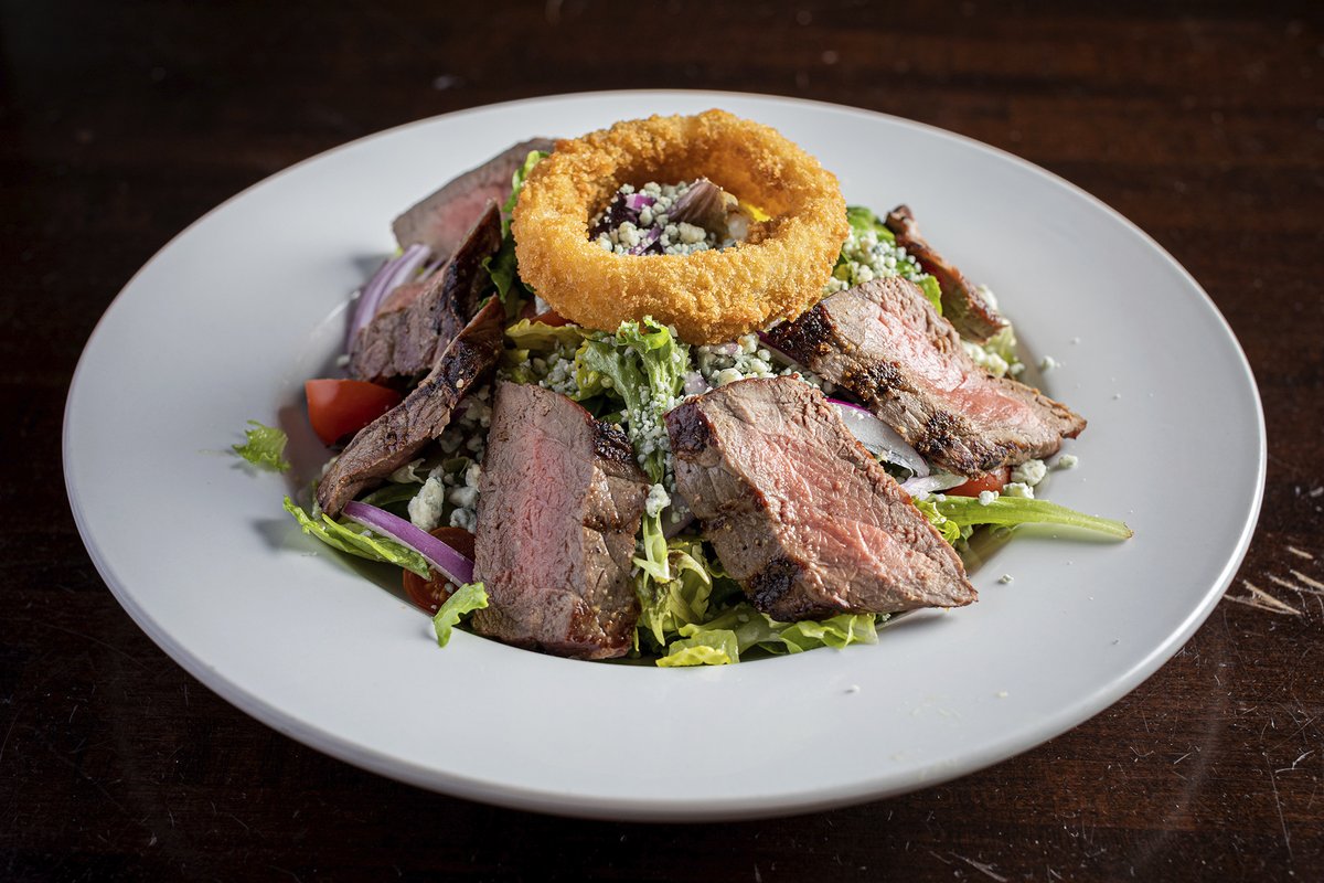 NewLineTavern's tweet photo. Come by for Lunch today!  We are OPEN at 11am!  Featuring a great selection of salads to choose from including our Steakhouse Salad!  For table reservations, visit us on Tock!  https://t.co/KywHn3gLIh https://t.co/bUh2kq91DO