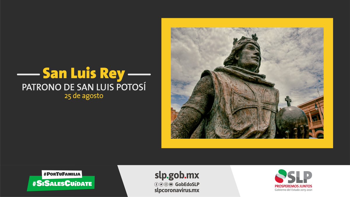 Hoy estamos de fiesta en #SanLuisPotosí, conmemoramos y celebramos al Patrono de nuestra capital. 

¡Feliz día de #SanLuisReyDeFrancia!