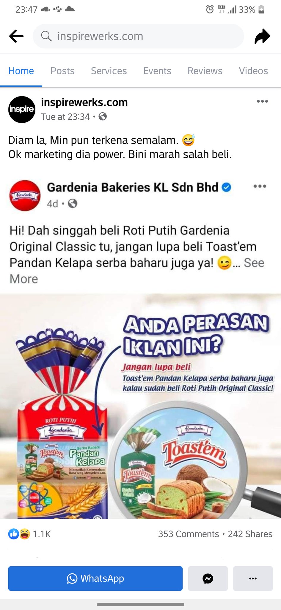 Roti gardenia pandan