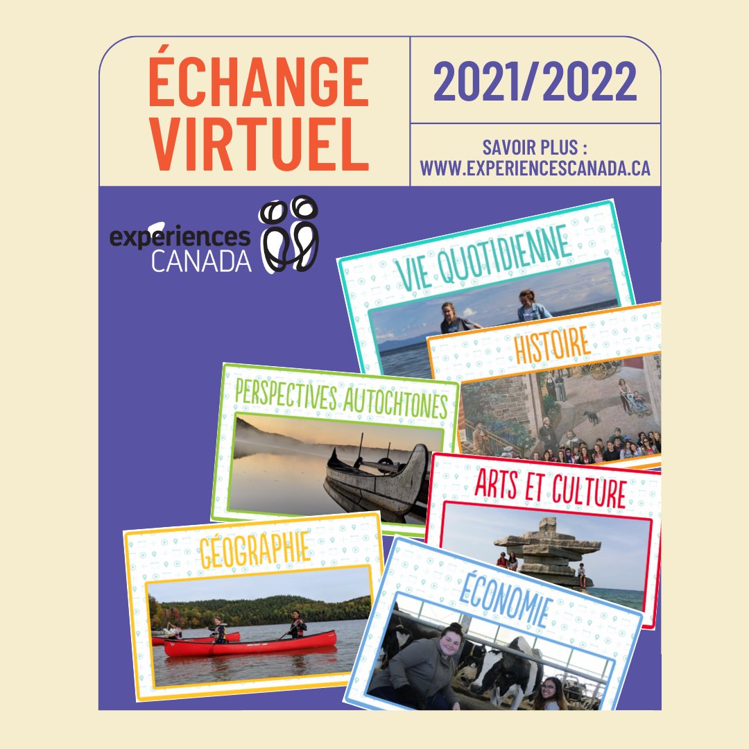 ExperiencesCAN's tweet image. Chaque groupe participant ou participant individuel à l’échange virtuel aura l’occasion de choisir entre 6️⃣ unités d’activité différentes durant le programme d’échange virtuel. Pour présenter une demande, visitez experiencescanada.ca/fr/echanges-vi…!