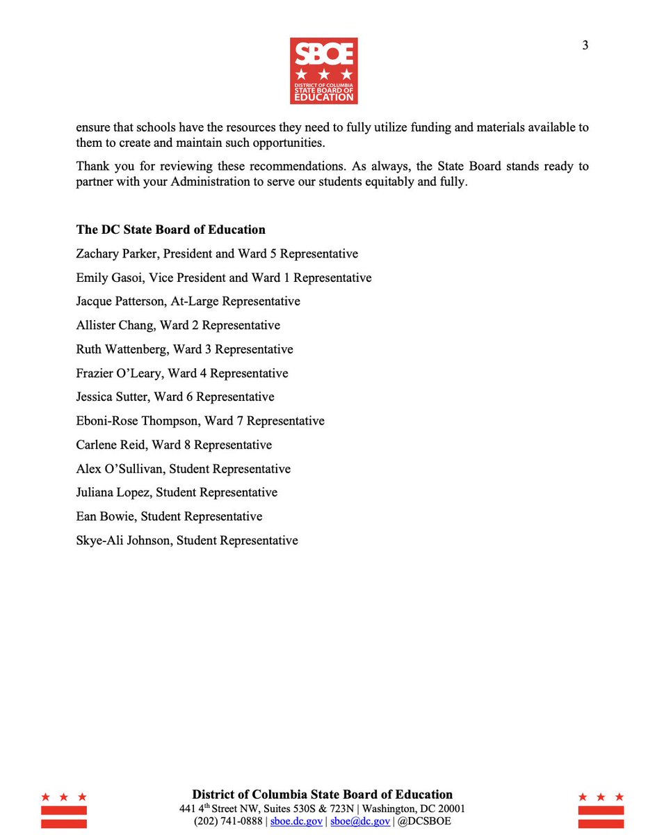ZACHARYSBOE5's tweet photo. The @DCSBOE sent the following letter to @MayorBowser regarding concerns over reopening schools we have repeatedly heard from parents and educators. We provide several recommendations we urge the Mayor and her administration to act on to keep our students and families safe. https://t.co/nXT1tcogP4