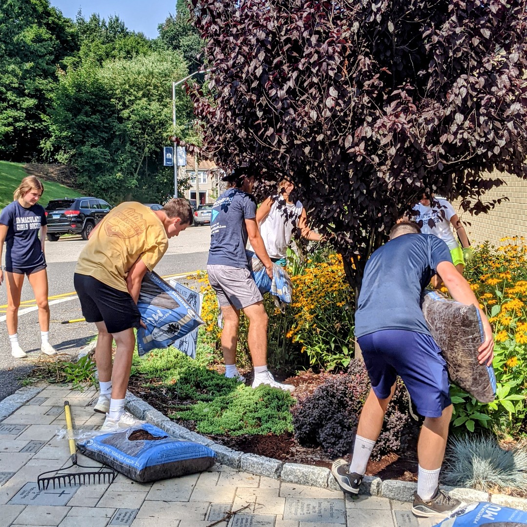 Ihsmustangs's tweet photo. Coming together once again as a community!  In preparation for opening our doors next week, student athletes, ambassadors, staff and coaches volunteered to help our school look its best! #MustangPride #IHSMustangs https://t.co/LSDAVgZ34D