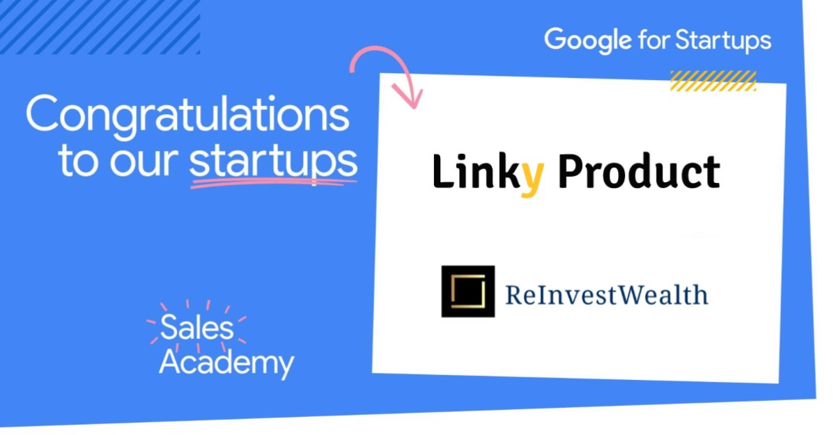 🎉 We’re celebrating <a href="/LinkyProduct/">Linky Product</a> and @iamDermeni of ReInvestWealth as they join an international group of founders receiving training in <a href="/GoogleStartups/">Google for Startups</a> Sales Academy. Learn more about programs like this and our partner Google for Startups' community at startup.google.com/community!
