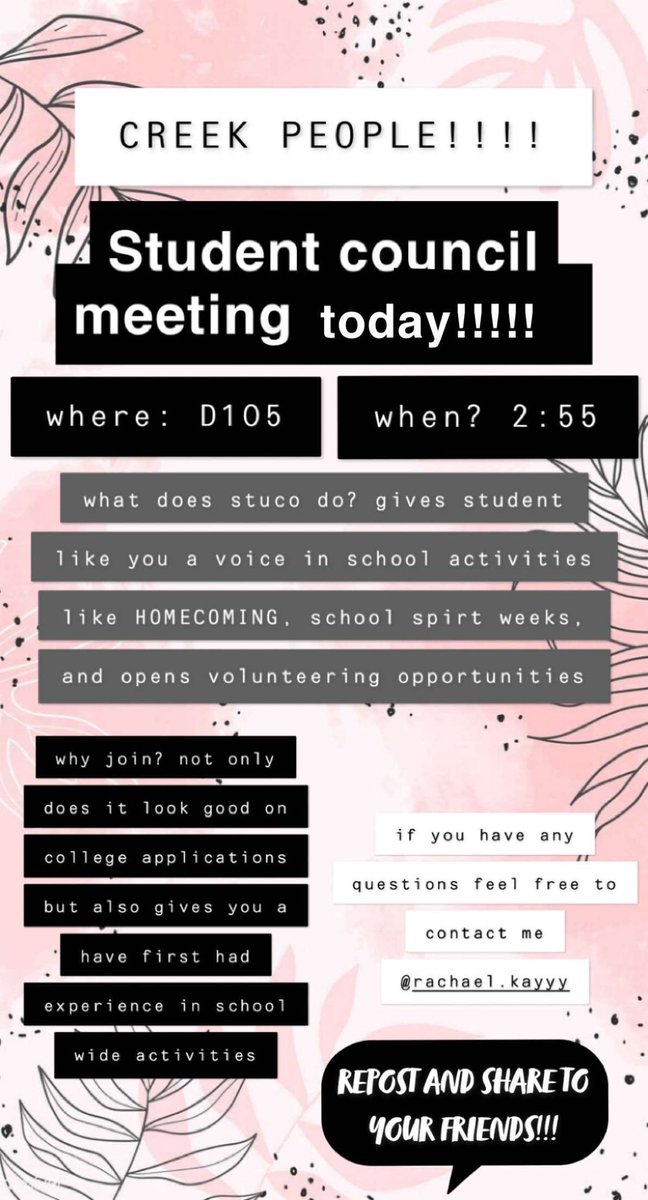 Hey stuco! The first meeting of the 2021-22 school year is today after school! Also join the remind for updates