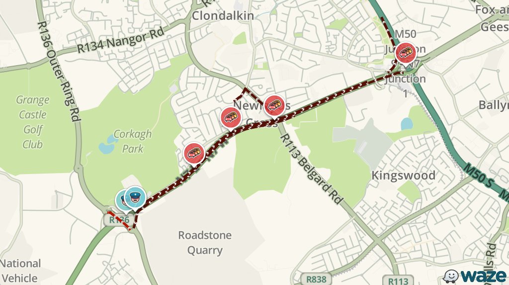 WazeTrafficDUB's tweet photo. UPDATE: N7 E near Citywest still jammed. Will add 20m to your drive #dublintraffic https://t.co/aNIKwpmXWJ https://t.co/pibdxwKRF6