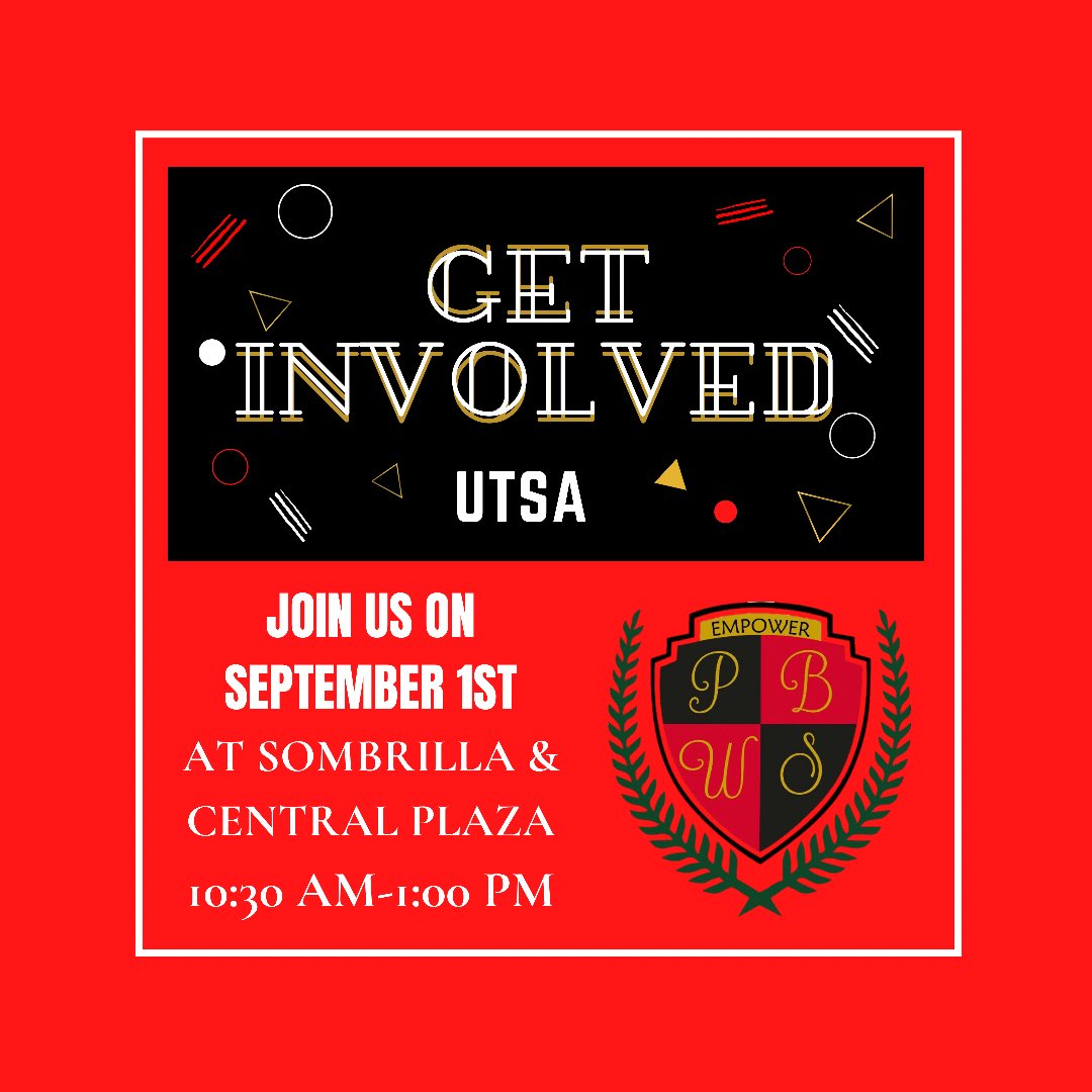 PBWS_UTSA's tweet photo. Are you interested in becoming a PBWS member? Then come out and meet us! We will be at the Sombrilla from 10:30am-1:00pm on September 1st. #pbwsutsa #professionalbusinesswomen #utsastudents #utsa https://t.co/unwFlzHKK9