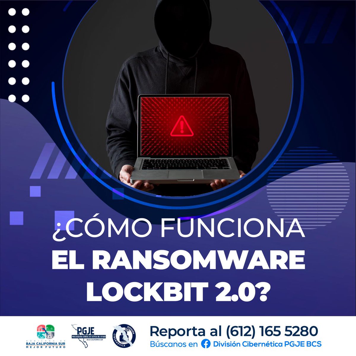 PGJEBCS's tweet photo. ¡MUCHO CUIDADO! ⚠👁

Conoce #LockBit, el #ransomware que se expande a nivel mundial. 
👉 Lo que busca es secuestrar archivos y pedir una recompensa, por eso principalmente se dirige a empresas.

¡Aprende cómo protegerte! https://t.co/LAA8rJm0W8