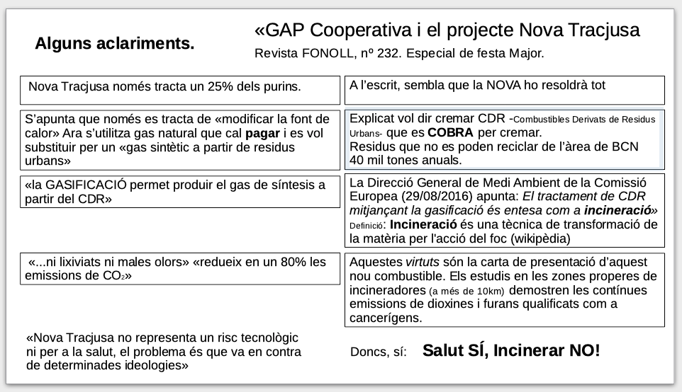PJuneda's tweet photo. Cal llegir l'article del GAP al FONOLL, n.232 
1r. felicitar per la publicació dels articles sobre Nova Tacjusa. Malgrat NO -sembla- se'n pugui parlar. 
2n. el GAP ho exposa com un simple canvi a millorar les instal·lacions. De tractament de purins passa a ser una INCINERADORA. https://t.co/UP5KzqN59t