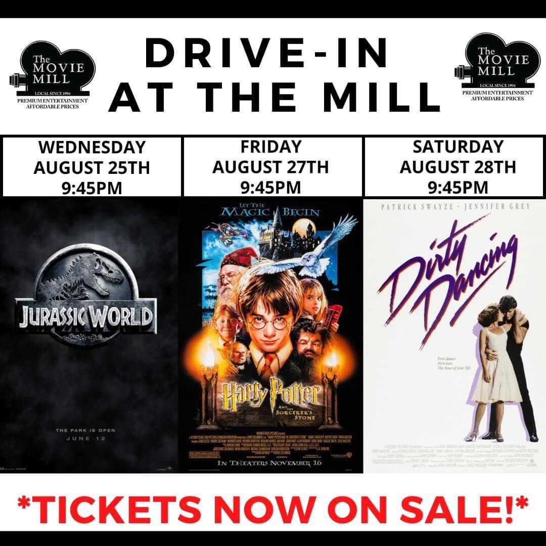 There are still tickets available for JURASSIC WORLD at the drive-in tonight!! Tickets are $30 per vehicle and INCLUDE a party pack of popcorn! ($15 value!)
Get your tickets at the the theater or click here: app.squarespacescheduling.com/schedule.php?o…