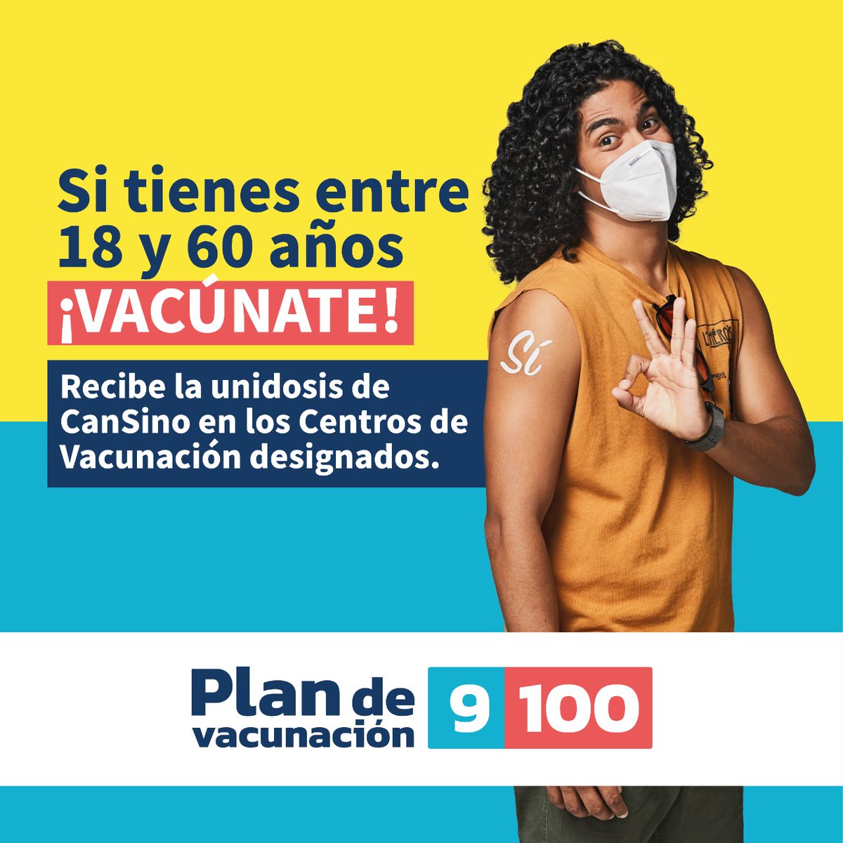 HGuasmoSur's tweet photo. ¡Esta es tu oportunidad! Si tienes entre 18 y 60 años, y aún no eres parte del #PlanVacunación9100, recibe la unidosis de CanSino. Protégete de la variante de preocupación (Delta)
 
#DileSíALaVacuna https://t.co/3EhOz6N6dc