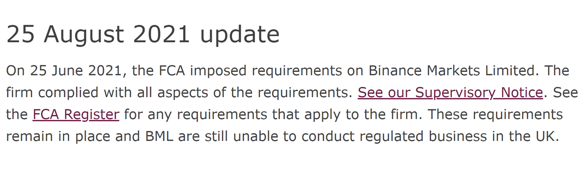 ICODrops's tweet photo. The Financial Conduct Authority (FCA) reported that #Binance Market Limited complied with all aspects of the requirements.

Earlier it was reported that the FCA does not allow the company to carry out any regulated activities in the UK.

https://t.co/s9tIHLJVFk https://t.co/bL6VUEyf8g