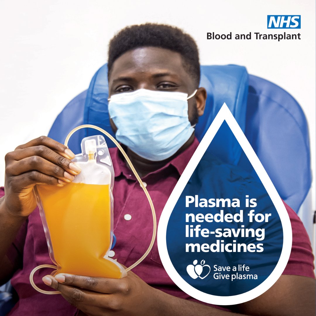 🚨<a href="/GiveBloodNHS/">NHS Blood Donation 🩸🩹</a> are in urgent need of 1,000 plasma donations every week to continue saving the lives of people with rare immune diseases.  

➡️Call 0300 123 23 23 to register to donate | For more information, visit: blood.co.uk/plasma  

#GivePlasma #SaveLives